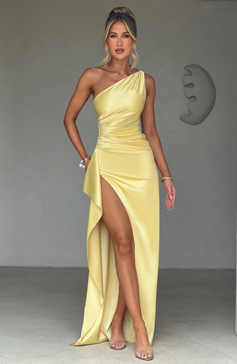 Velvento™ Ariel Uzun Elbise - Limon